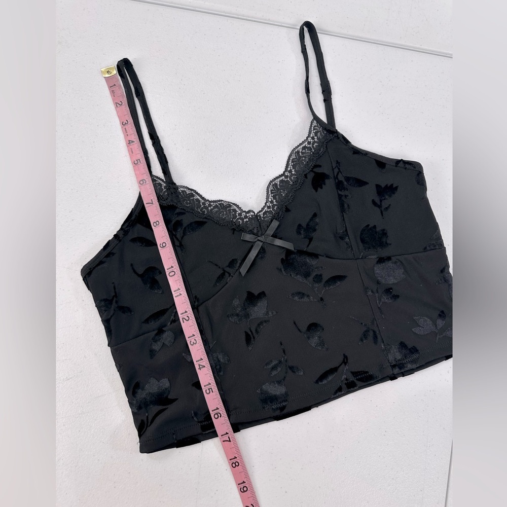 Madden Girl Black Velvet Babydoll Cami Lace Floral Y2K Whimsigoth Romantic XL - Picture 6 of 10